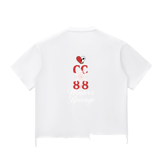 *Winter's Revenge* Snow Wash Raw-Hem Boxy T-shirt