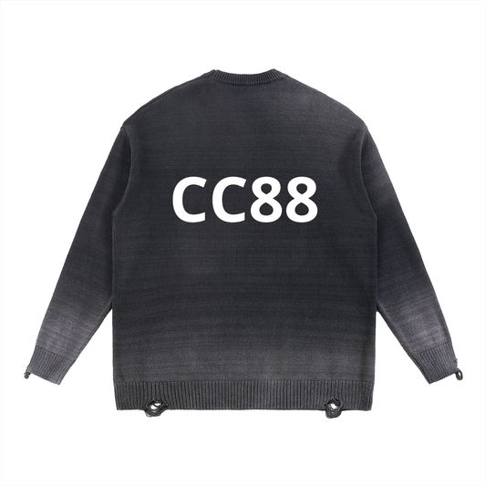 *CC88 Black Label* - Sun Fade Distressed Ripped Crewneck sweater