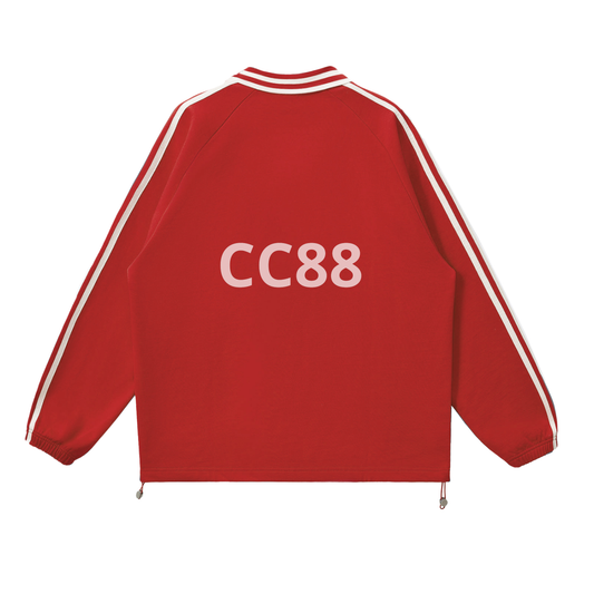 *CC88 Black Label* - Contrast Striped Lapel Collar Sweatshirt