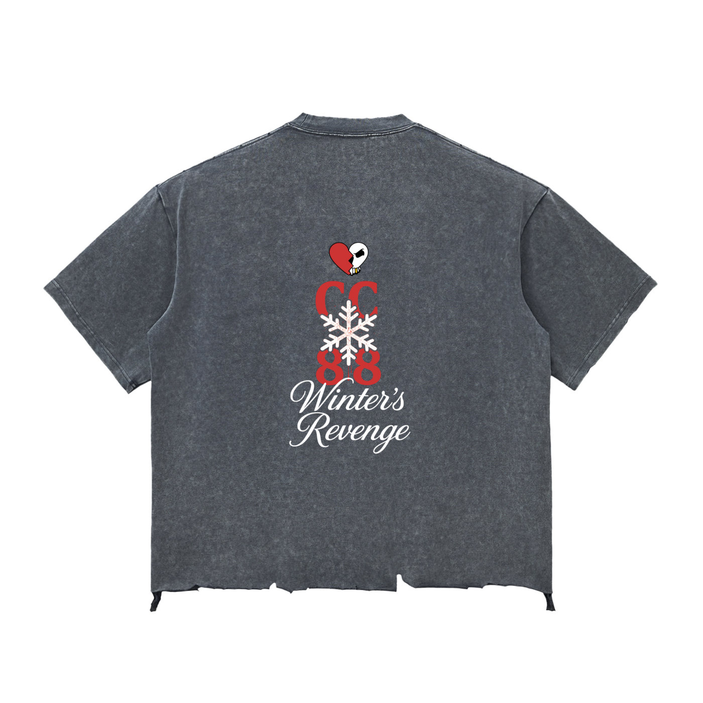 *Winter's Revenge* Snow Wash Raw-Hem Boxy T-shirt