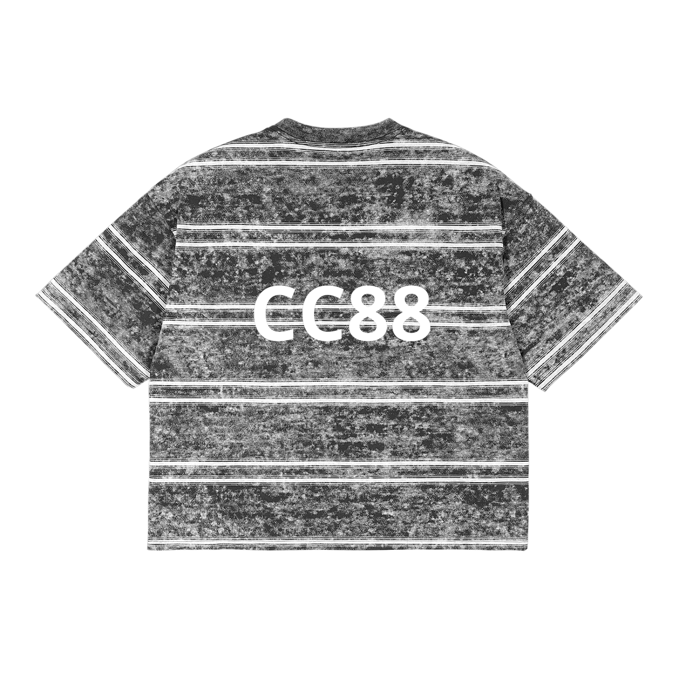 *CC88 Black Label* - Snow Washed Striped Boxy Team Logo T-Shirt