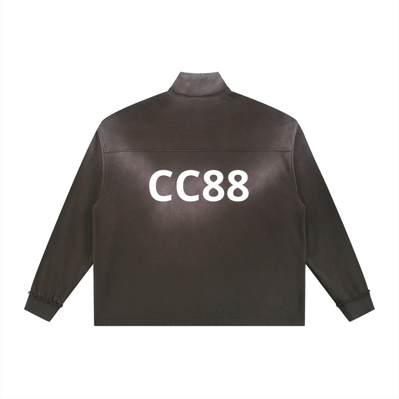 *CC88 Black Label* - Sun Fade Raw Edge Quarter-Zip Sweatshirt