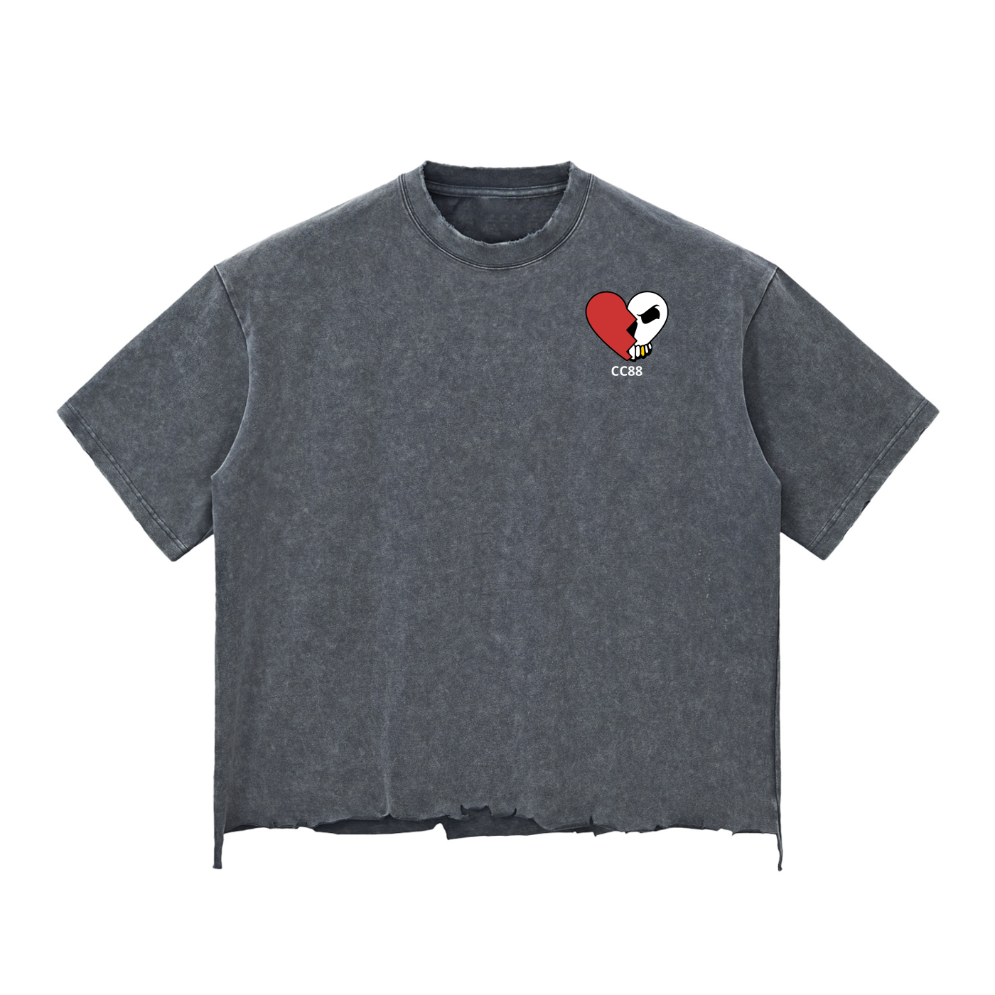 Logo Snow Wash Raw-Hem Boxy T-shirt