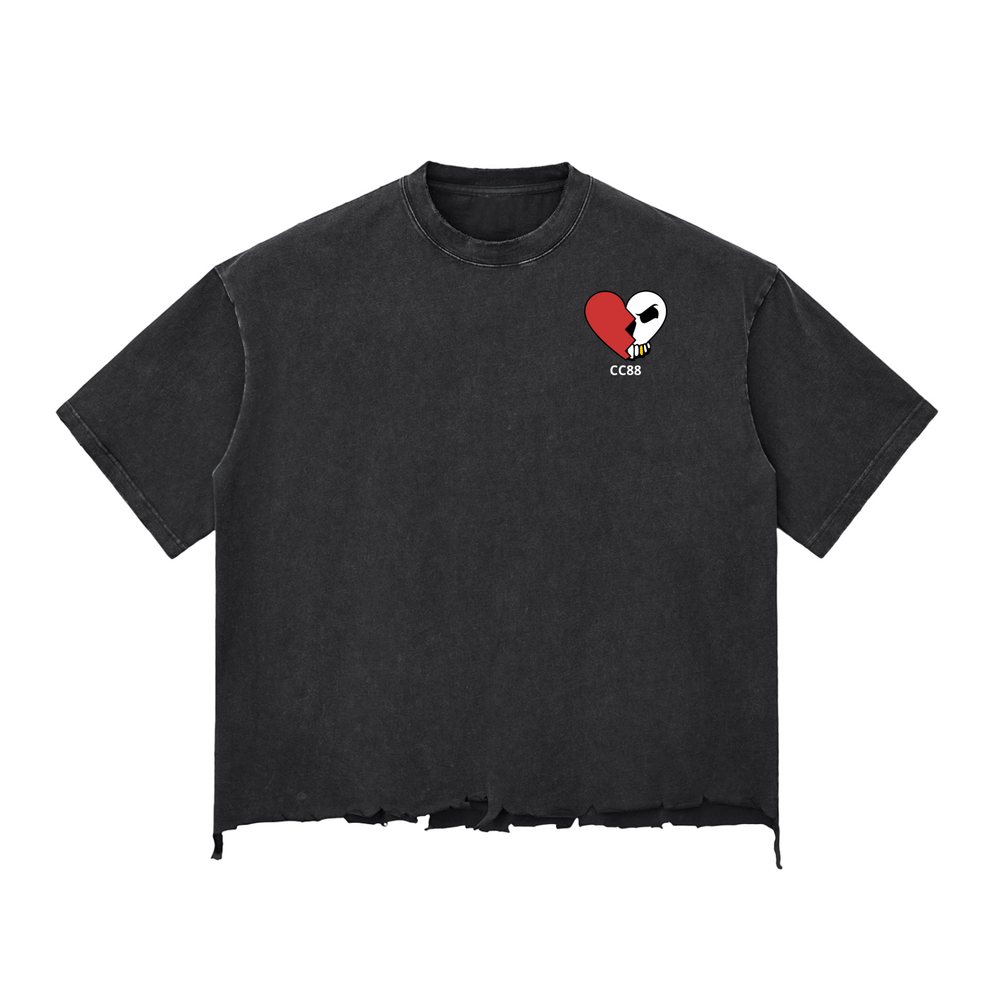 *Winter's Revenge* Snow Wash Raw-Hem Boxy T-shirt