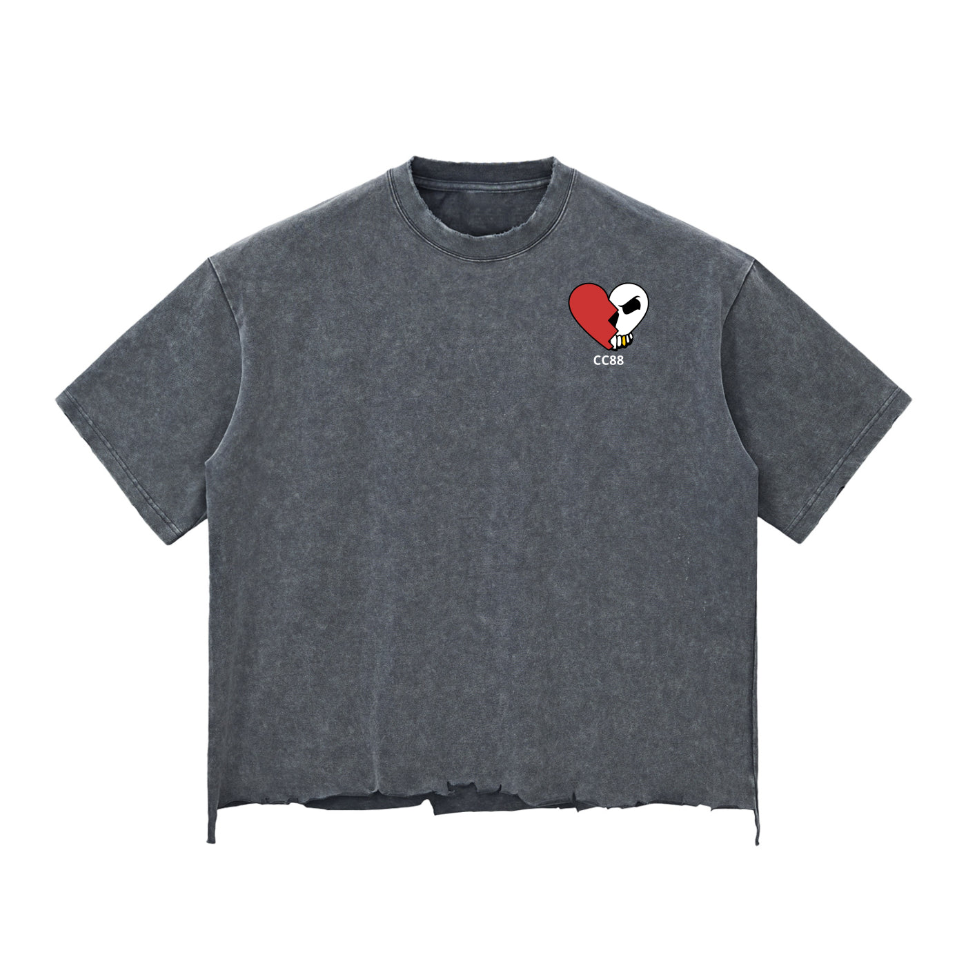 *Winter's Revenge* Snow Wash Raw-Hem Boxy T-shirt