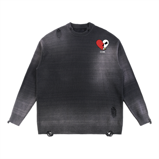 *CC88 Black Label* - Sun Fade Distressed Ripped Crewneck sweater