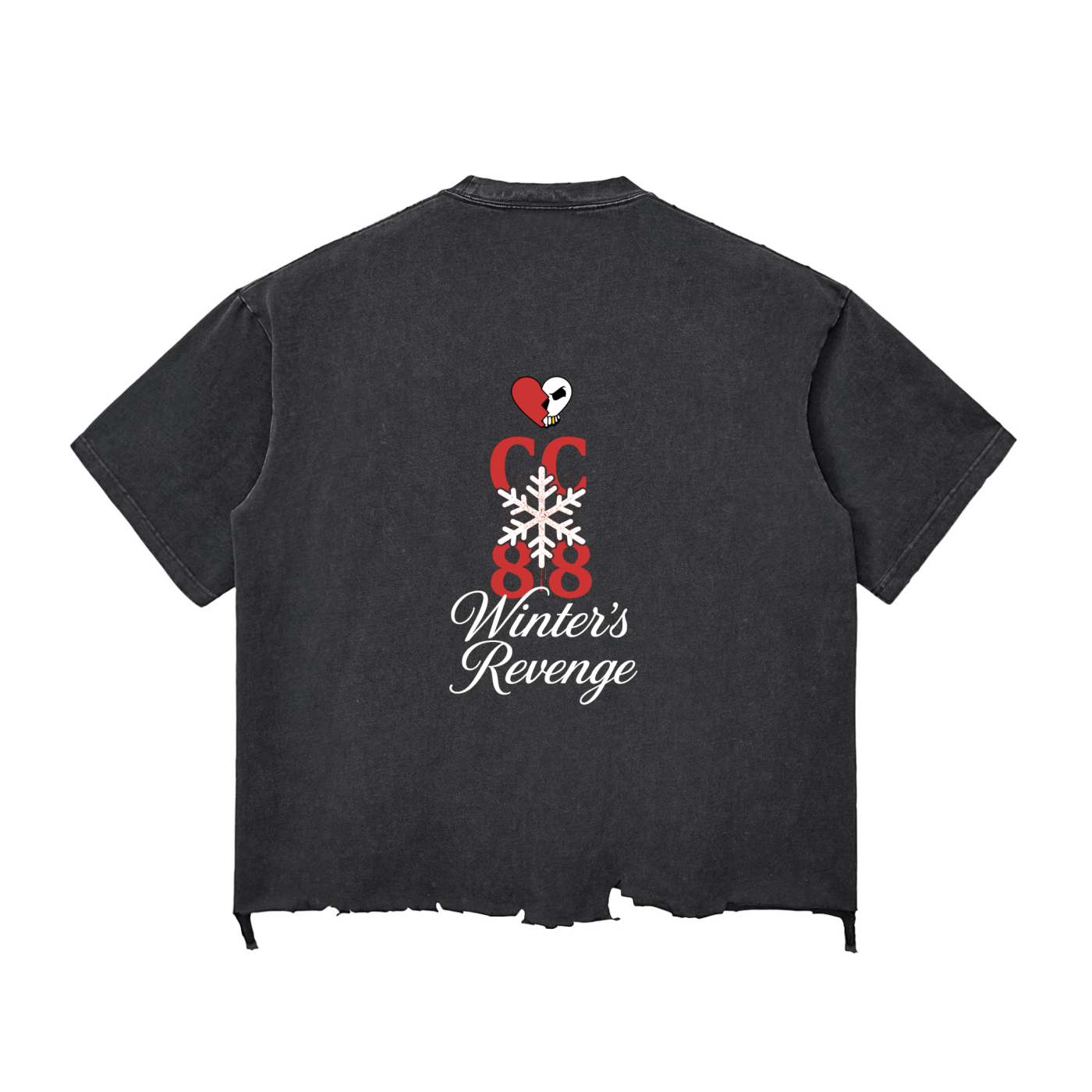 *Winter's Revenge* Snow Wash Raw-Hem Boxy T-shirt