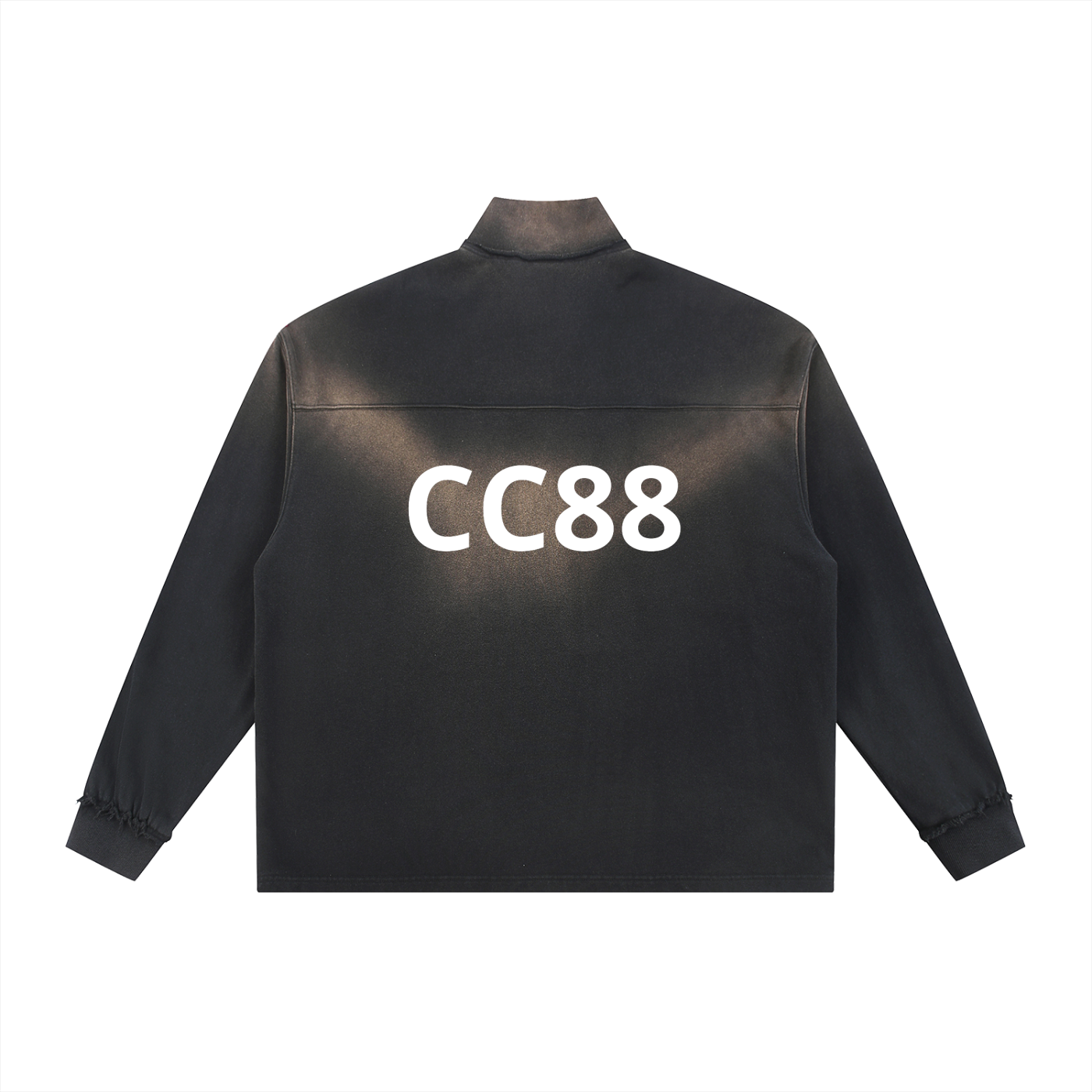 *CC88 Black Label* - Sun Fade Raw Edge Quarter-Zip Sweatshirt
