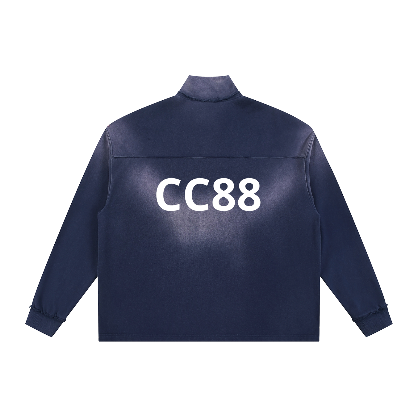 *CC88 Black Label* - Sun Fade Raw Edge Quarter-Zip Sweatshirt