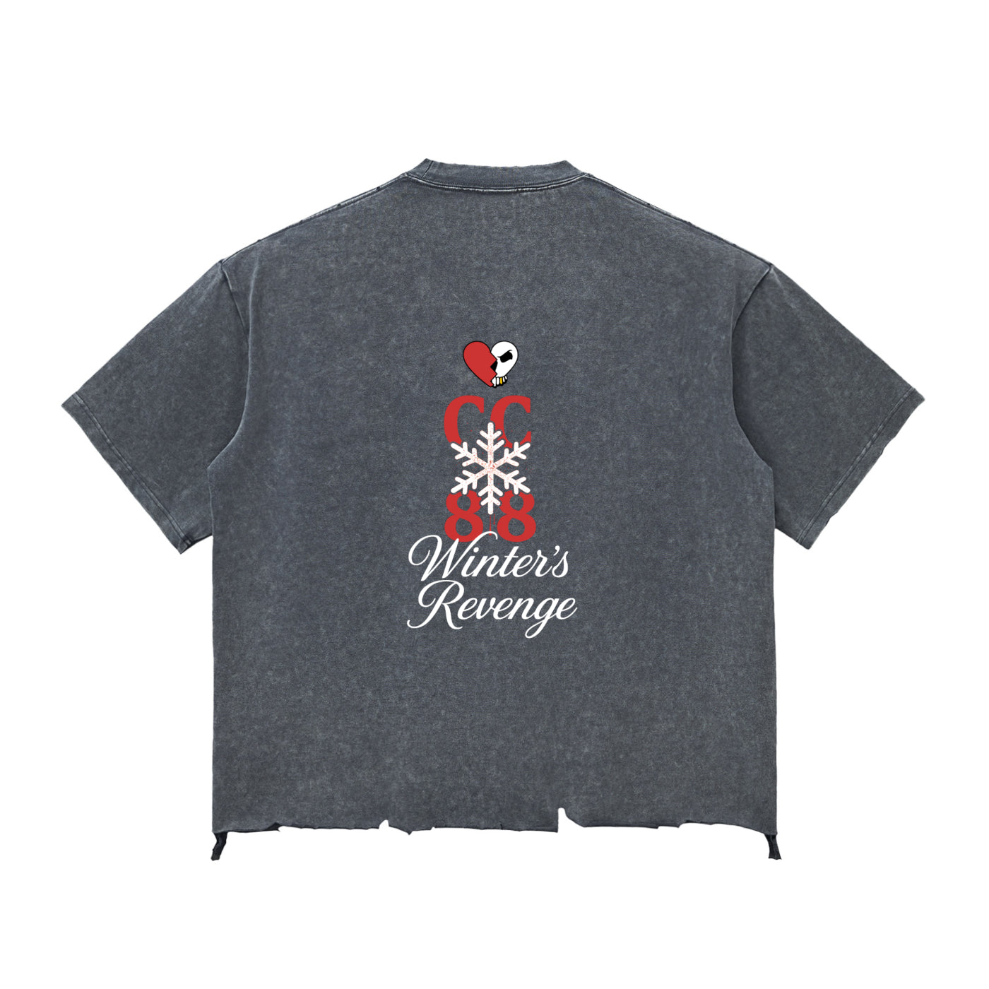 *Winter's Revenge* Snow Wash Raw-Hem Boxy T-shirt