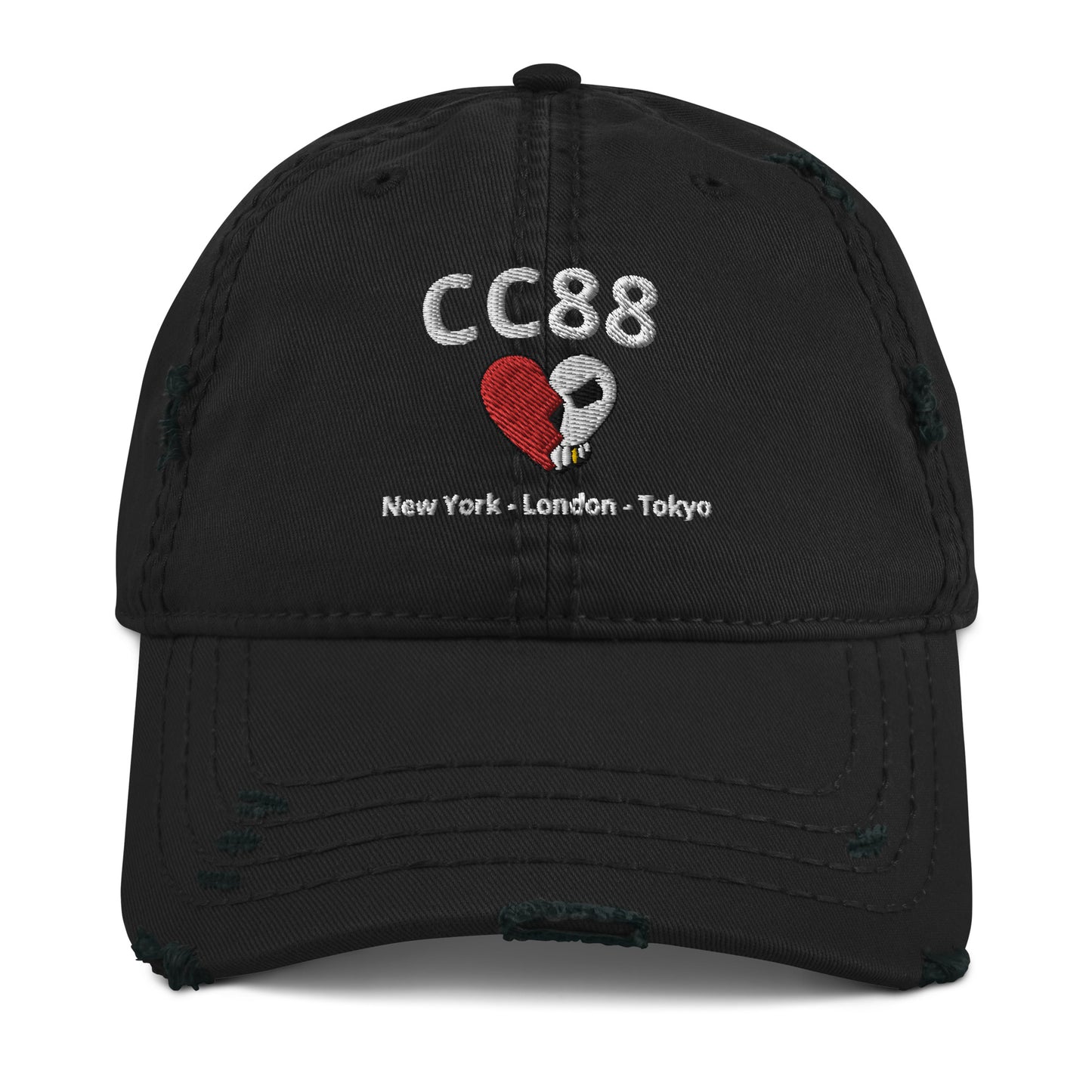 CC88 *Wolrd Travelers'* Distressed Dad Hat (Black)