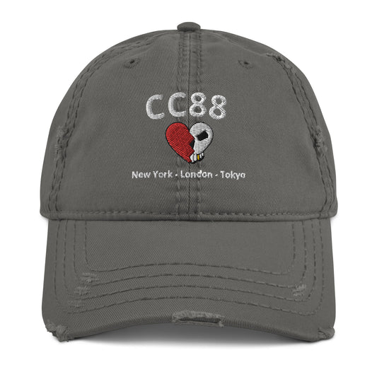 CC88 *World Travelers'* Distressed Dad Hat (Charcoal Grey)