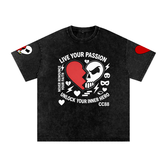 *CC88 Black Label * - Snow Washed Oversized Cotton Mantra T-Shirt