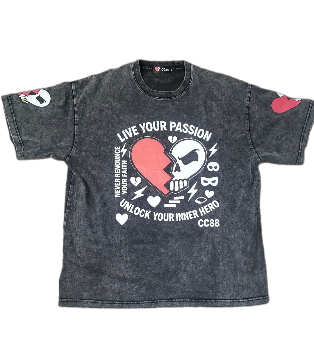 *CC88 Black Label * - Snow Washed Oversized Cotton Mantra T-Shirt