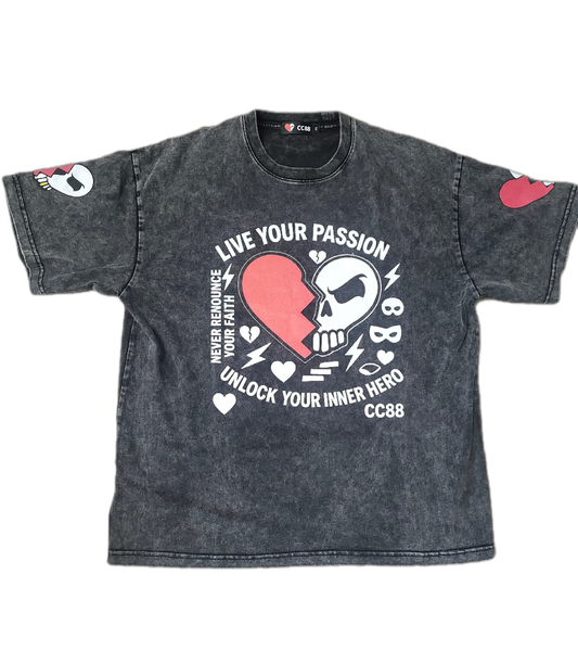 *CC88 Black Label * - Snow Washed Oversized Cotton Mantra T-Shirt