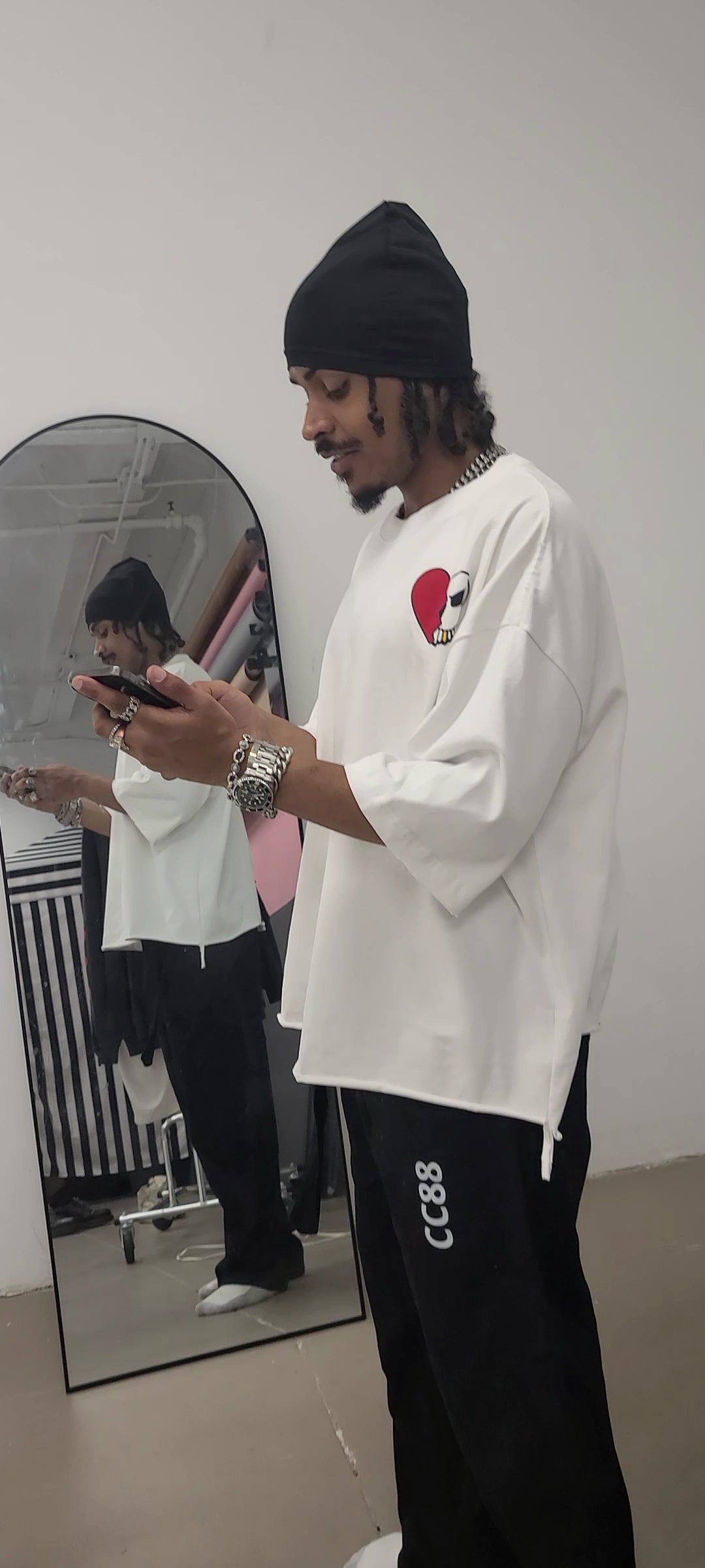 Logo Snow Wash Raw-Hem Boxy T-shirt